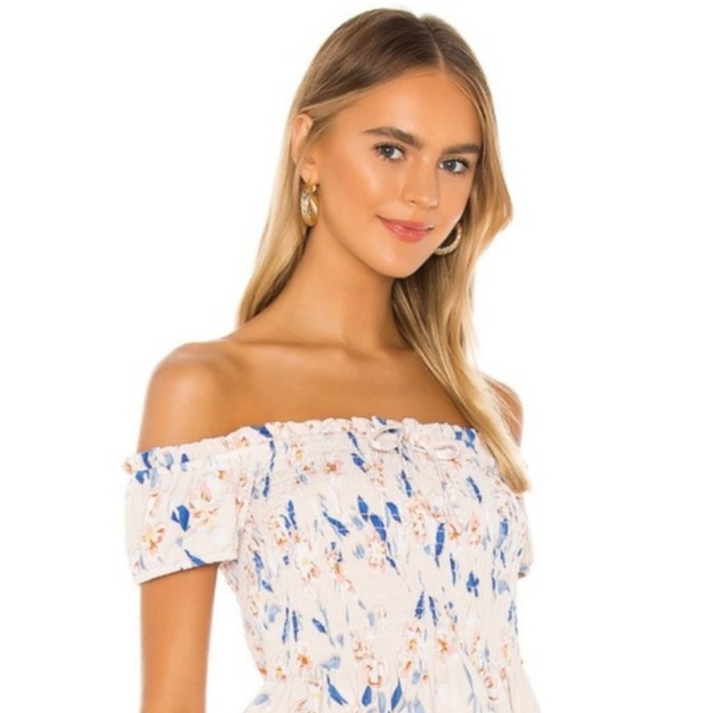 BCBGeneration Floral Smocked Off-the-Shoulder Top Size S